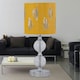 image 5 of First Choice Lighting Set of 2 Chrome Two Ball Table Lamps with Ochre Mustard Fern Shades Chrome | Yellow