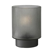 Hestia Battery Operated Textured Glass Lamp With Silver Base