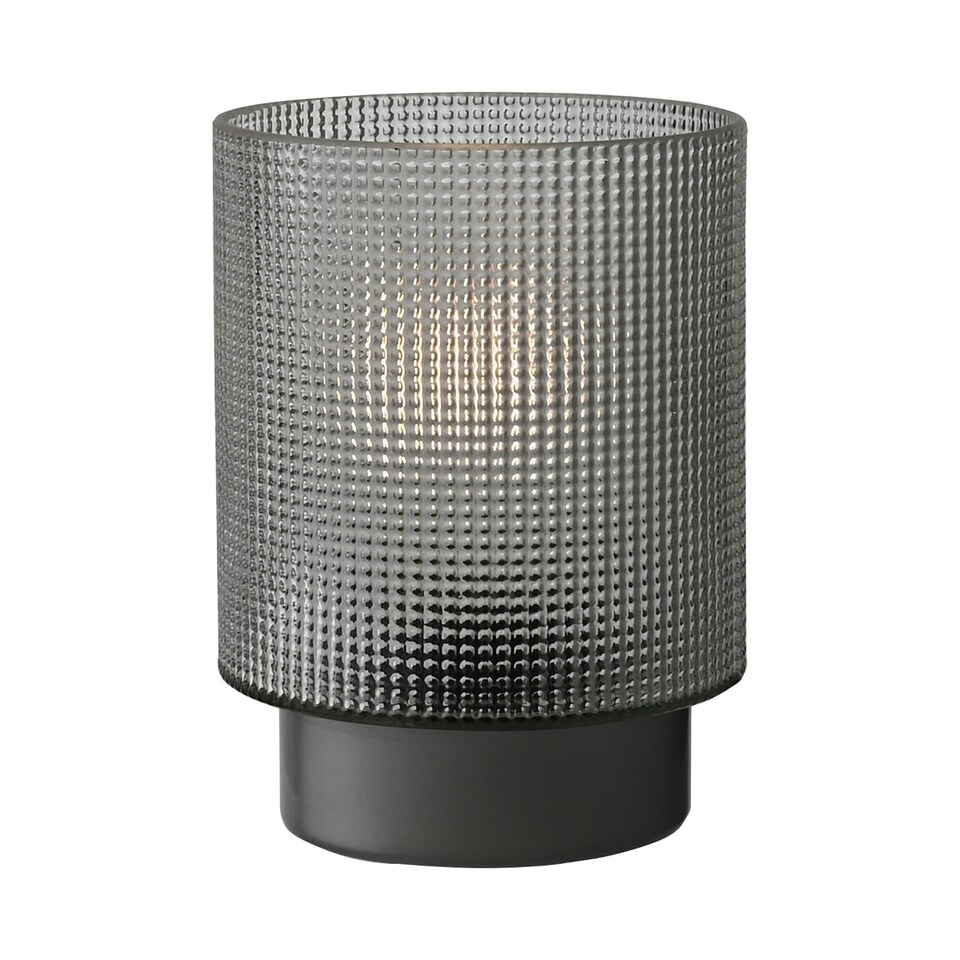 image 1 of Hestia Battery Operated Textured Glass Lamp With Silver Base