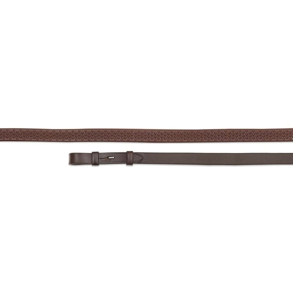 Aviemore Soft Leather Horse Rubber Reins - Havana - 48in x 0.63in