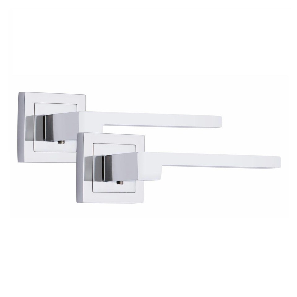 image 1 of Golden Grace 4 Pairs Zeta Premium Design Door Handles on Square Rose in Polished Chrome Finish Chrome