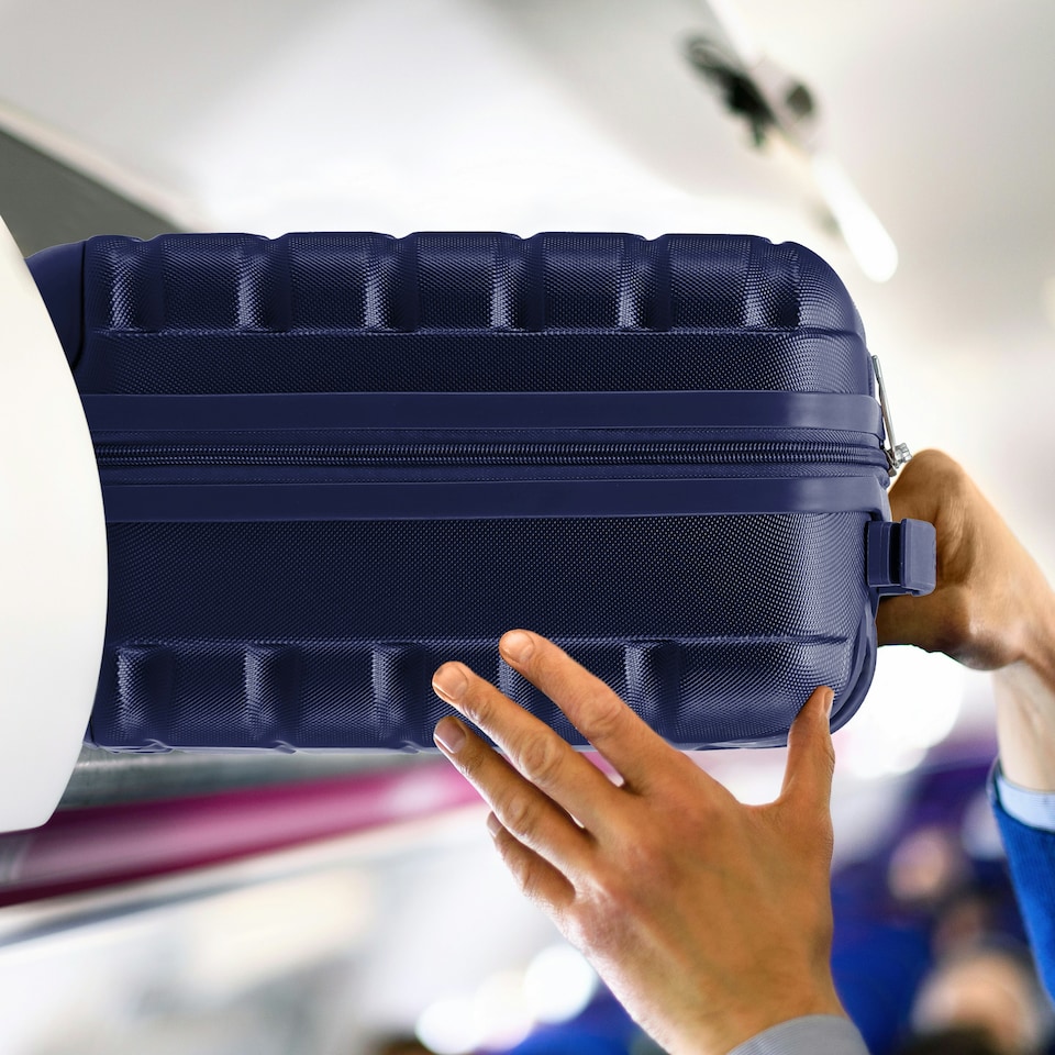image 1 of 40x20x25cm Ryanair Free Carry-On Maximum Size Cabin Suitcase - Lightweight 4 Wheel ABS Hard Case - Cabin Carry On Hand Luggage Suitcase 100+ Airline Approved Blue | Navy | Cabin Bag