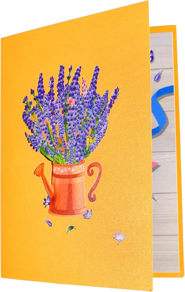 image 1 of Lavender Vase 3D Pop Up Greeting Card - Mother's Day Anniversary Birthday Get Well