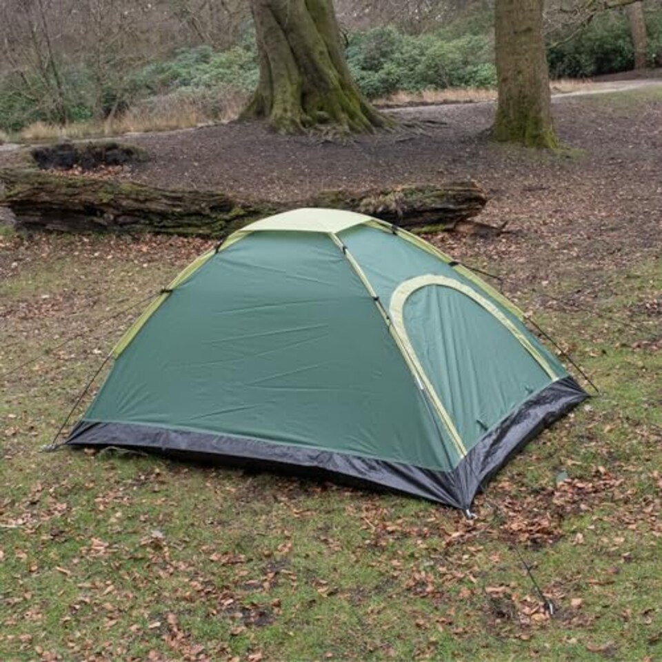 image 1 of Six Peaks Revel 2 Person Camping Tent, Lightweight Festival Dome Shelter, 1500mm Water Resistant Polyester, Easy Pitch Fibreglass Poles, Carry Bag, Green