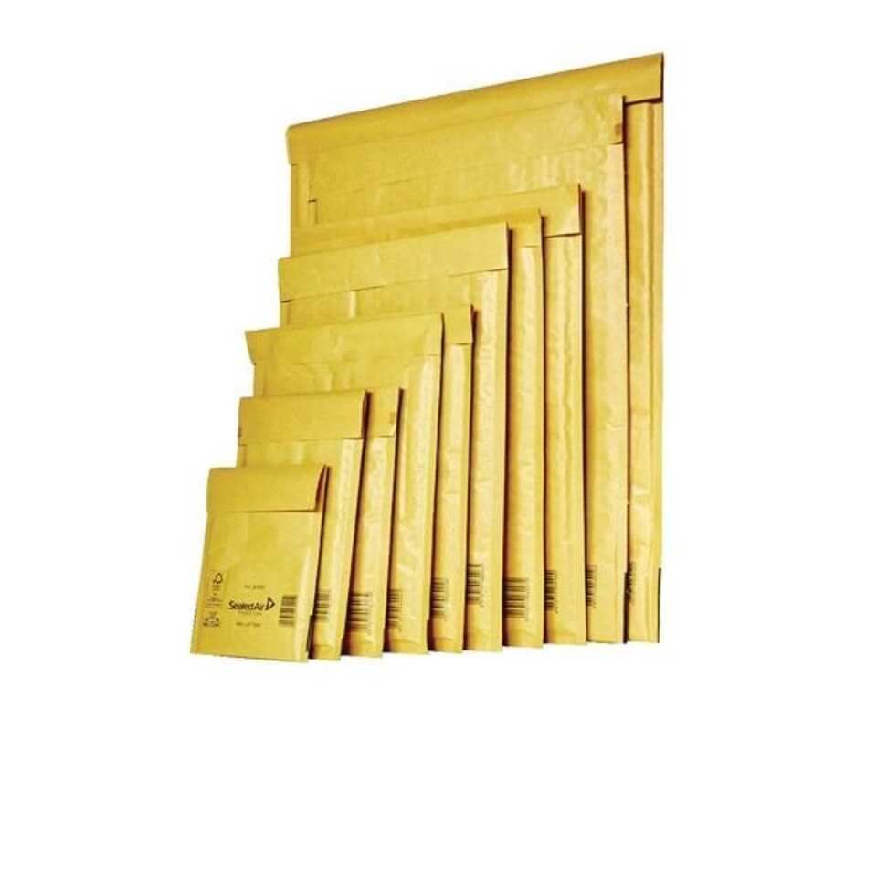 Mail Lite Bubble Lined Postal Bag Assorted Sizes Gold (Pack of 50)