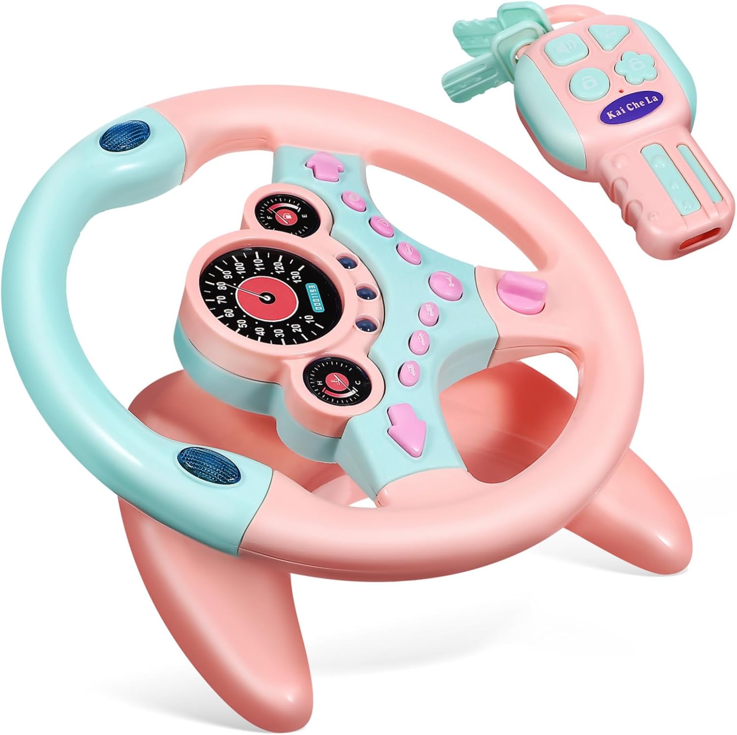 Steering Wheel for Car Backseat Pretend Driving Simulated Driving Steering Wheel Toy Light and Music Educational Gifts