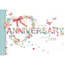 Words 'n' Wishes Congratulations on Your Anniversary Card, Hearts, Multi-Coloured 22 x 15.8 cms