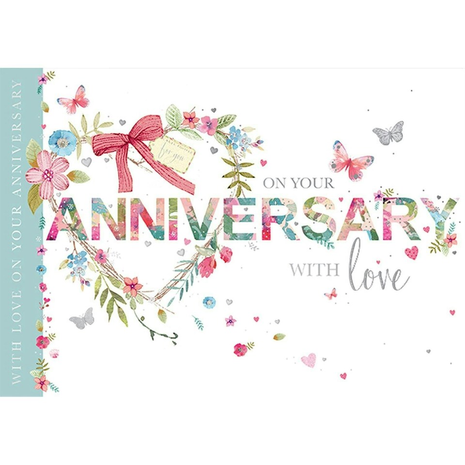 Words 'n' Wishes Congratulations on Your Anniversary Card, Hearts, Multi-Coloured 22 x 15.8 cms