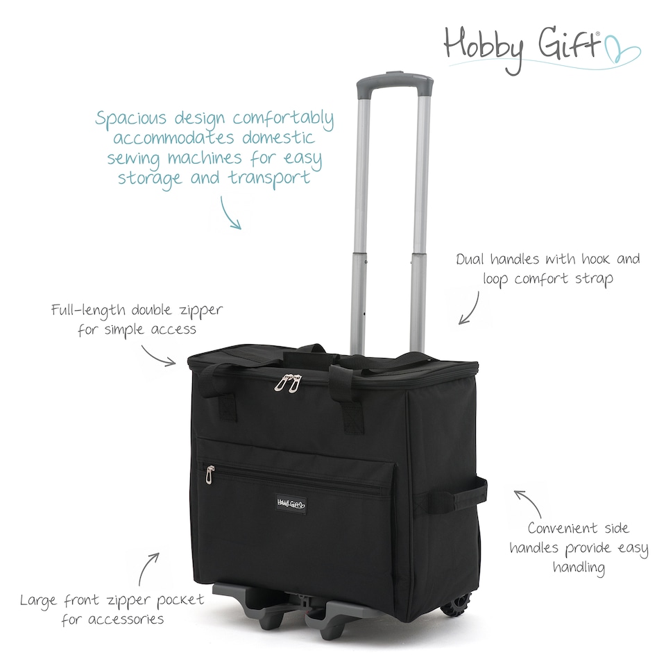 image 1 of Hobby Gift Sewing Machine Travel Storage System - Trolley Bag, Black