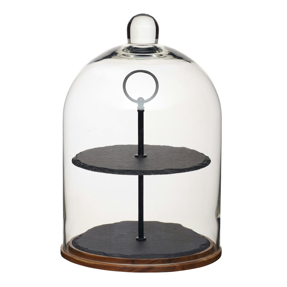 image 1 of 8pc Serveware Set with Appetiser Two-Tier Serving Dome and Appetiser Two-Tier Serving Set with 6x Bowls Clear
