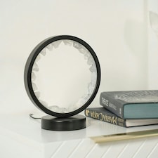 ValueLights Crystal Gifting Matte Black Table Lamp and Integrated LED 2W Cool White 3000K Bulb