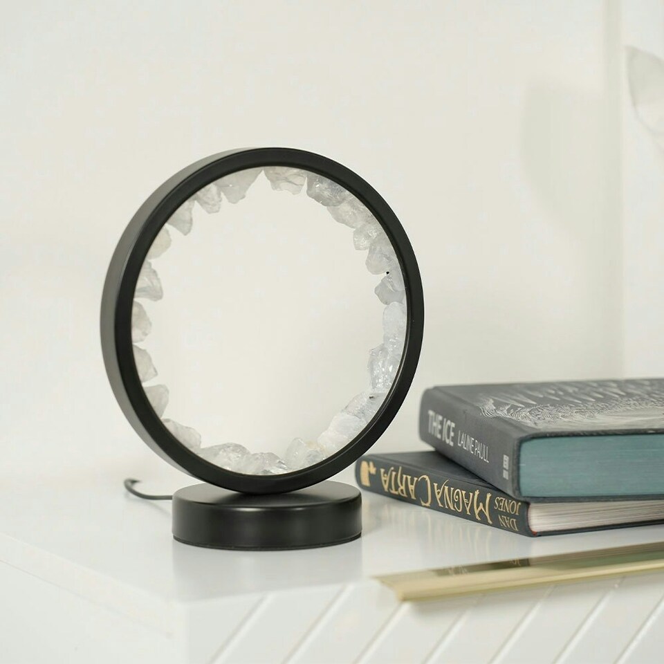 image 1 of ValueLights Crystal Gifting Matte Black Table Lamp and Integrated LED 2W Cool White 3000K Bulb