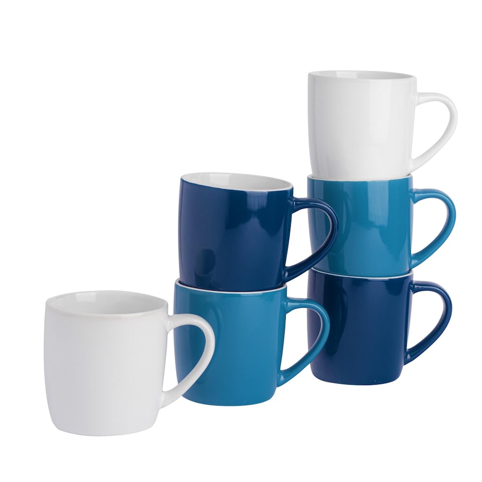 image 1 of Argon Tableware Coloured Coffee Mugs - 350ml - Ocean Waves - Pack of 6 | Multi | Multi | 6