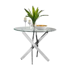 Furniturebox Novara Chrome Round Glass Dining Table