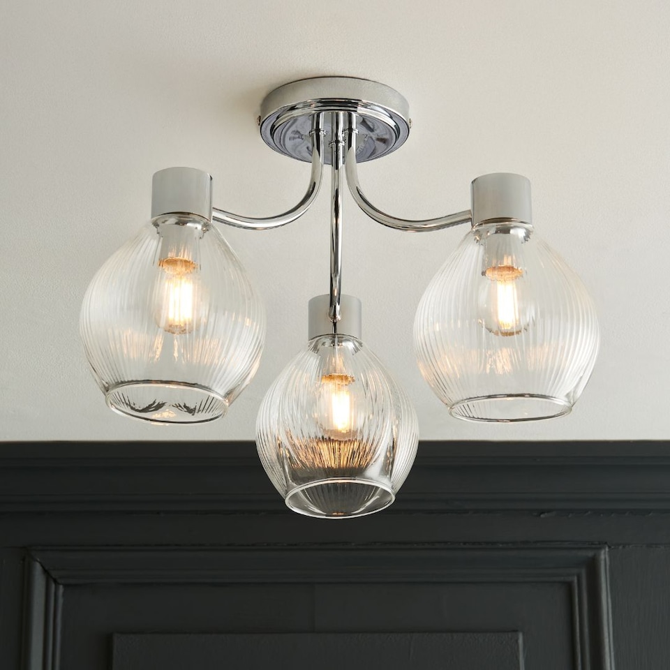 image 1 of Hamilton 3 Light Polished Chrome Semi Flush Ceiling Light