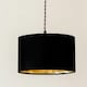 image 1 of ValueLights Reni Black & Gold Drum Shade 3 Drop Bar Matte Black Diner Ceiling Pendant Light Black