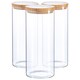 image 1 of Argon Tableware Scandi Glass Storage Jars with Wooden Lids - 1.5 Litre - Pack of 3