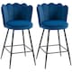 image 1 of HOMCOM Set of 2 Barstools with Petal Backrest for Kitchen Island Dark Blue Blue