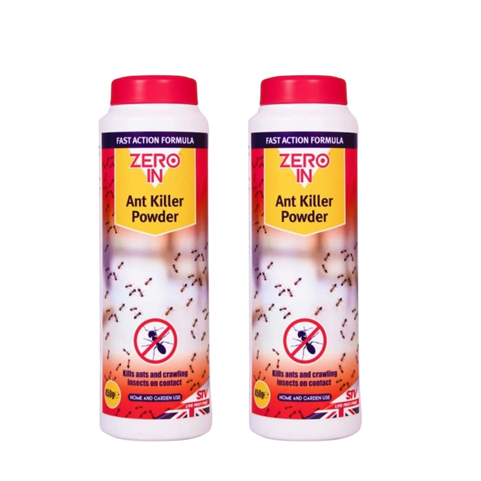 image 1 of Zero In Ant Killer Powder 450g Pack of 2 Crawling Insect Control Ant Cockroach Woodlice Earwig Indoor Outdoor Powder Treatment
