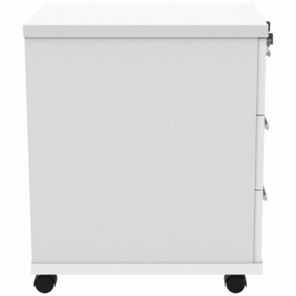 image 1 of 3 Drawer Office Storage Unit Lockable & Portable Under Desk Cabinet White