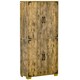 image 1 of HOMCOM Farmhouse 4-Door Cabinet with Storage Shelves for Bedroom Rustic Wood