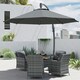 image 8 of Outsunny 3(m) Garden Cantilever Parasol with Crank Aluminium Frame Grey | Grey | 366L x 294W x 280H cm