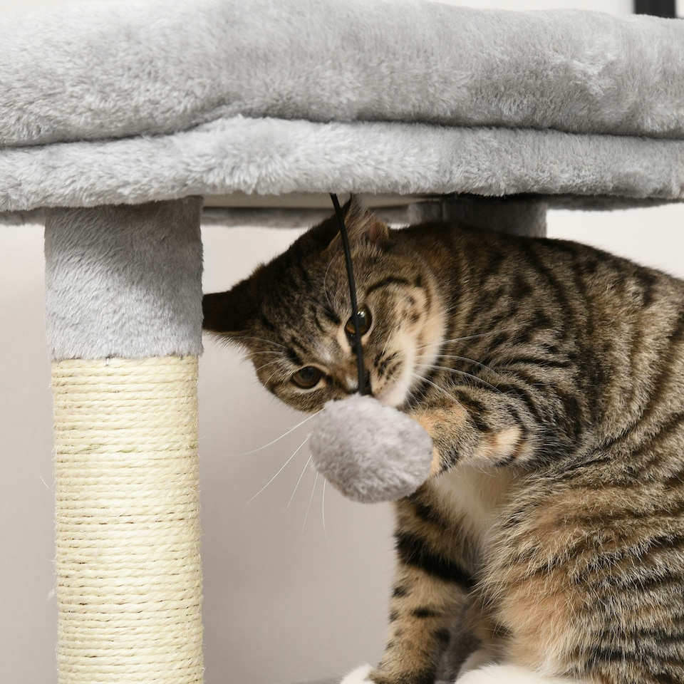 image 1 of PawHut Cat Tree with Scratch Post Condo Perch for Indoor Cats, 85cm, Grey