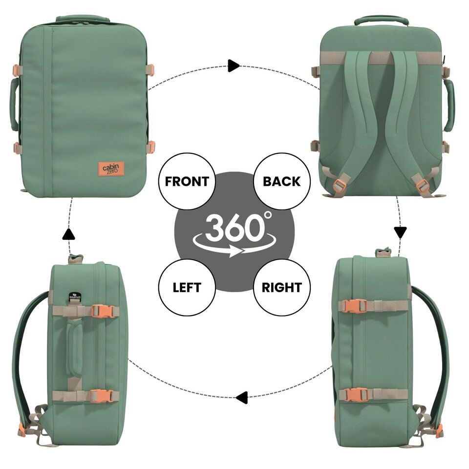 image 1 of CABINZERO Classic Cabin Backpack 44L, Lightweight Bag for Long Trips | Green | Sage Forest