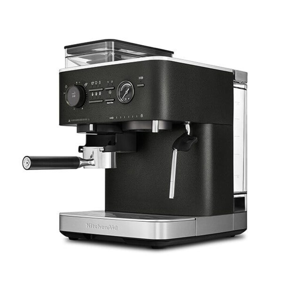 image 1 of KitchenAid Semi Automatic Espresso Machine with Burr Grinder Cast Iron Black