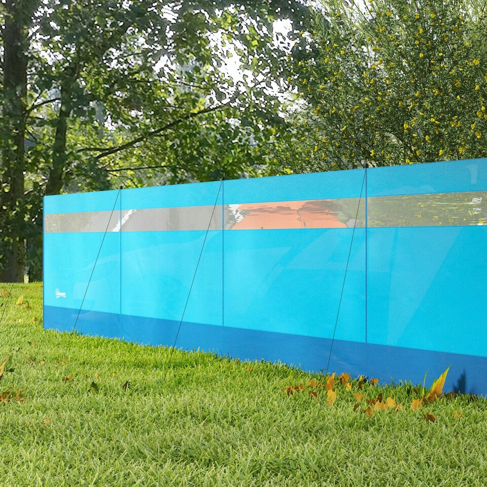 image 1 of Outsunny Camping Windbreaks with Clear Windows and Carry Bag, 725 x 140cm, Blue