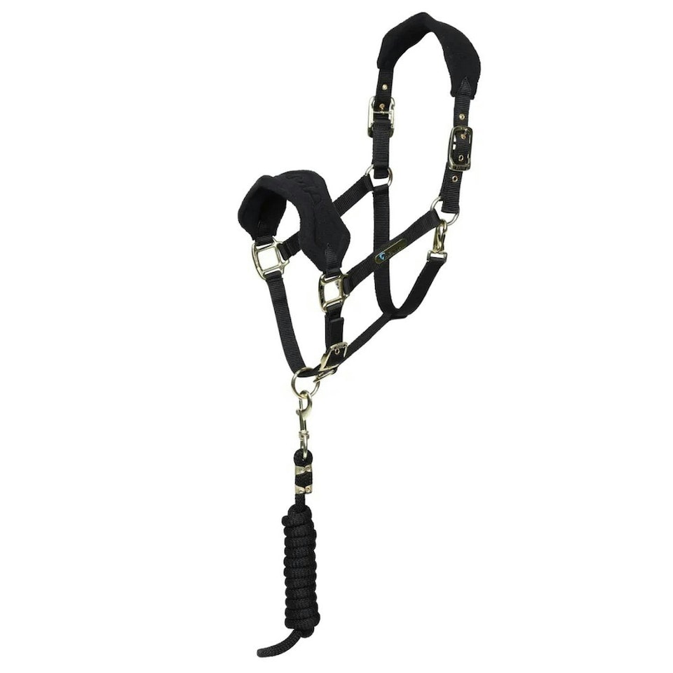 ARMA Fleece Horse Headcollar and Leadrope - Black - X Full