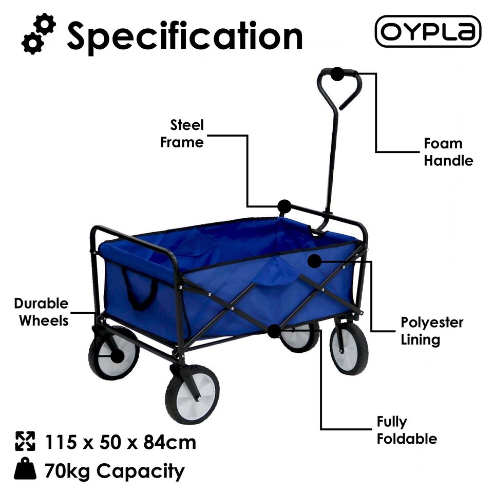 image 1 of Blue Heavy Duty Foldable Garden Festival Trolley Cart Wagon Truck