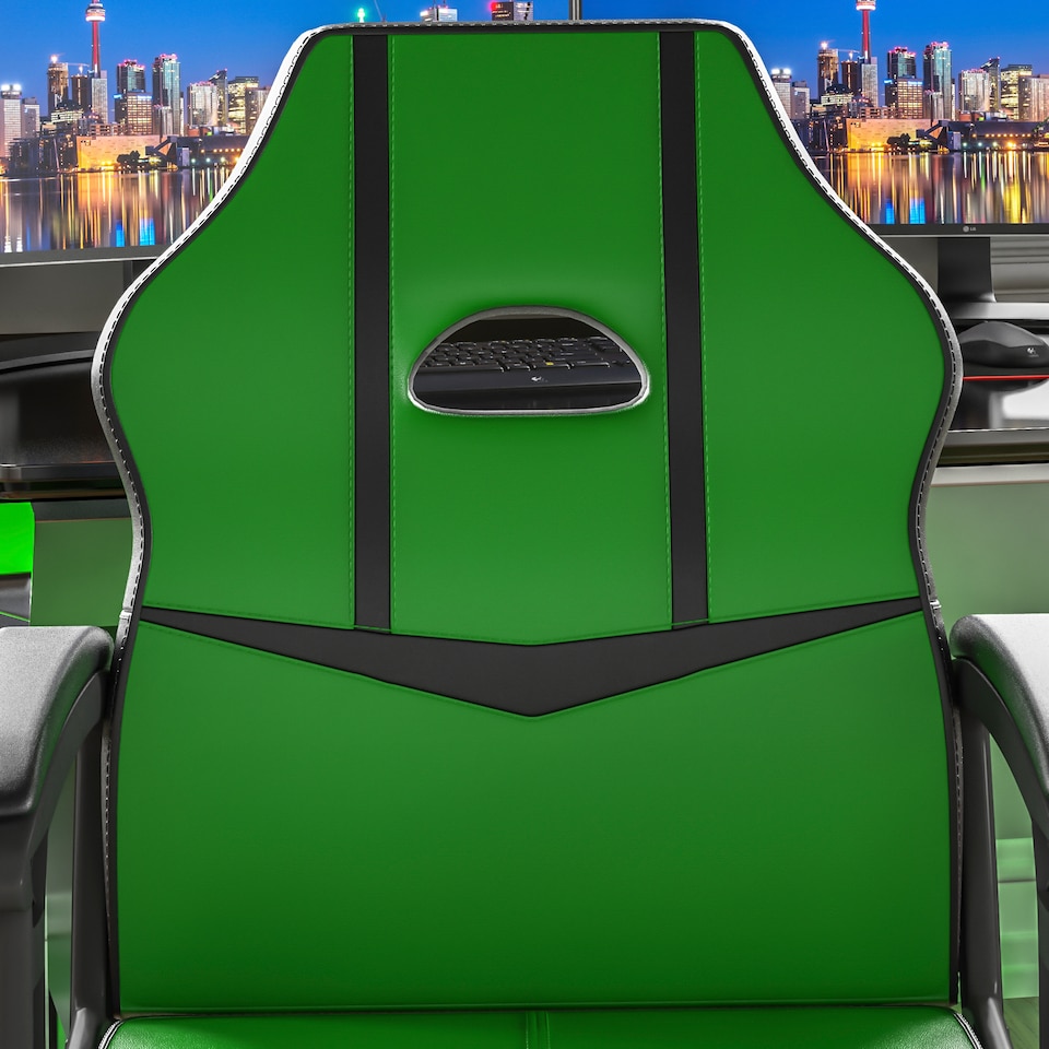 image 1 of Vida Designs Comet Racing Gaming Office Chair Computer Desk Table Chair, Green & Black