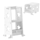 image 1 of AIYAPLAY 2-in-1 Toddler Step Stool with Safety Rail for Kitchen | White