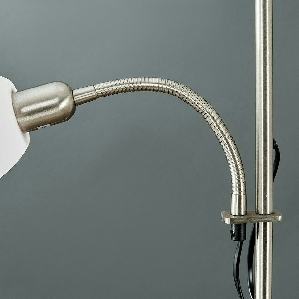 image 1 of ValueLights Mozz Brushed Chrome Mother & Child Floor Lamp & Bulbs Silver