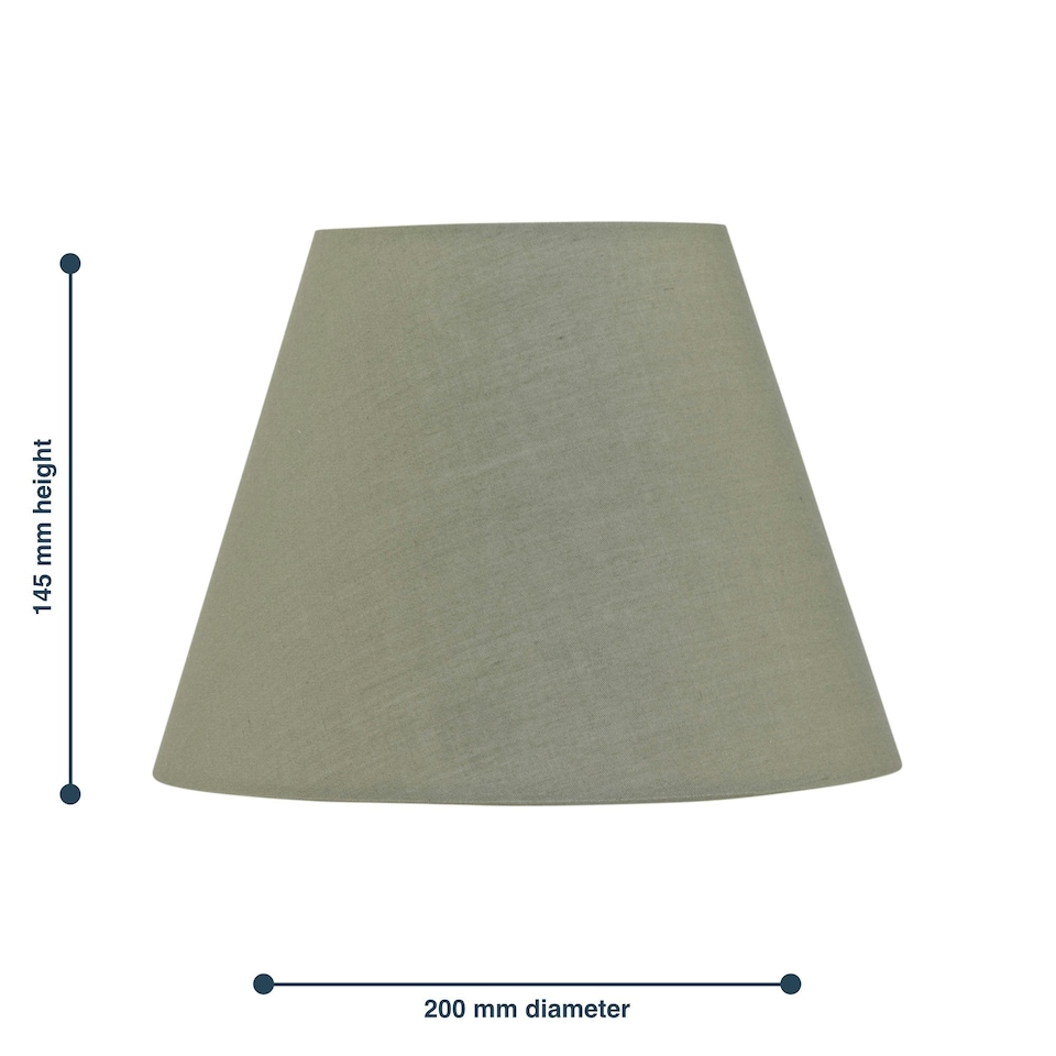 image 1 of Set of 2 Sage Green Cotton 20cm Diameter Tapered Fabric Lamp Shades Green