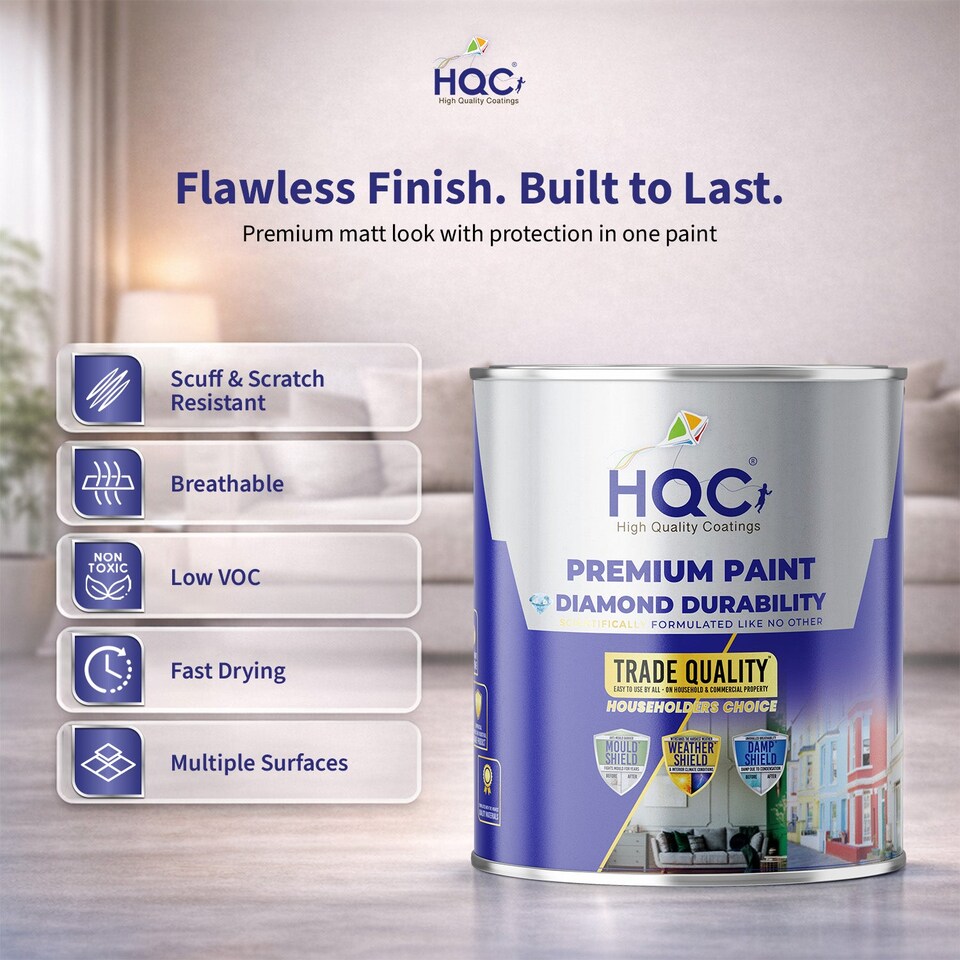 image 1 of HQC Matt Emulsion Paint - Matt Finish for Interior Walls & Ceilings - Baby Pink - 10L