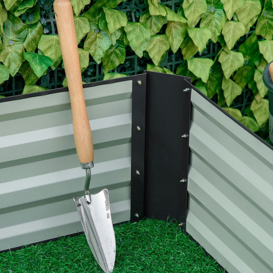 image 1 of Outsunny Galvanised Raised Garden Bed Metal Planter Box with Open Bottom, Green