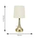 image 3 of ValueLights Teardrop Pair Gold Touch Table Lamp Cream Shade & Bulb Cream