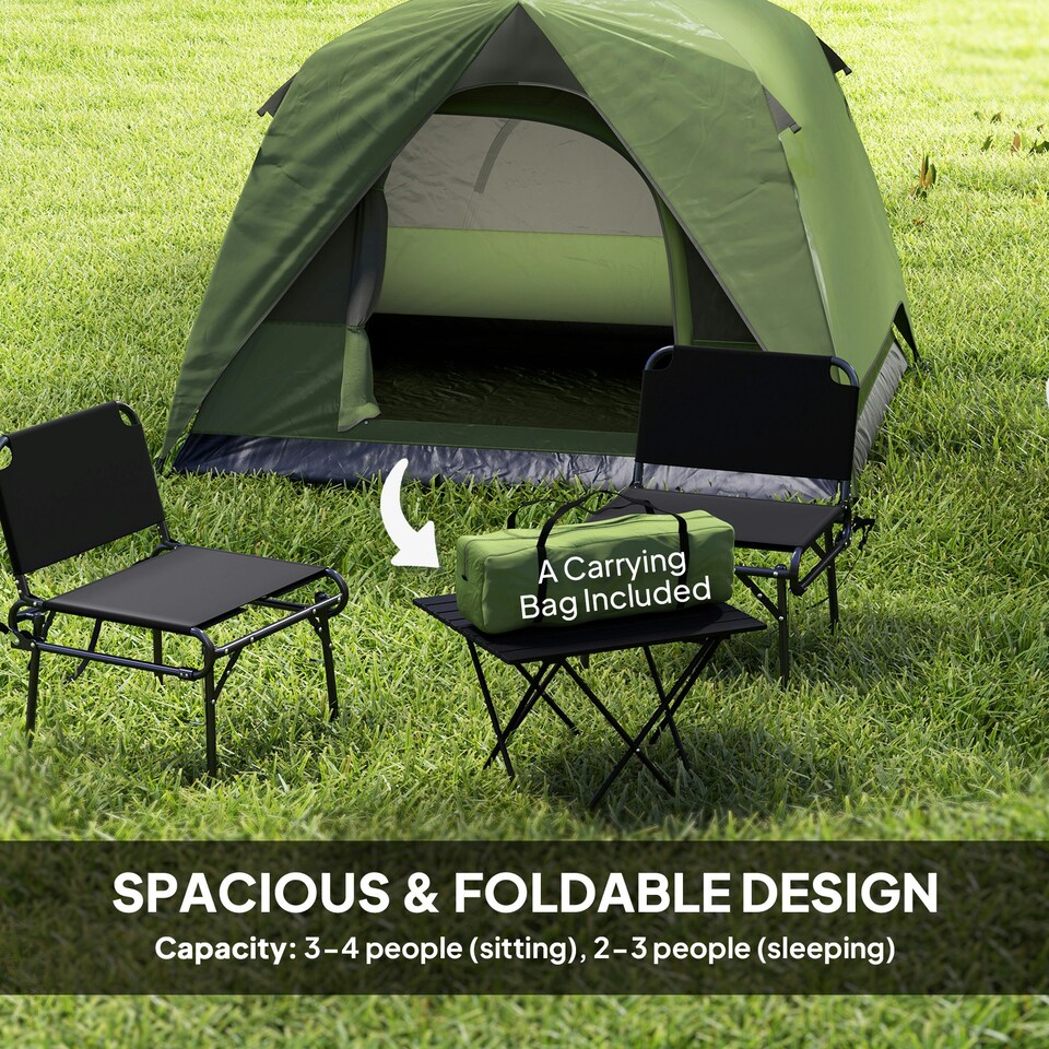 image 1 of Outsunny 3-4 Person Camping Tent, Waterproof Tent Orange | Orange, Grey
