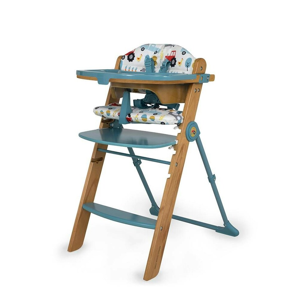 image 1 of Cosatto Waffle Wooden Highchair, 6 Months to 100kg, Compact Fold, Freestanding (Old Macdonald)