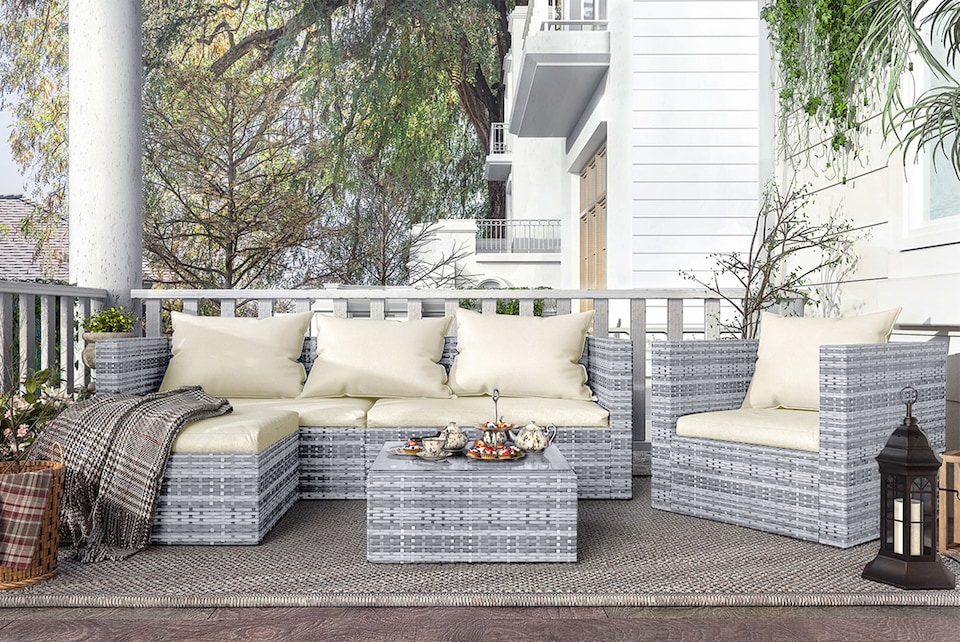 image 1 of Rattantree Garden Furniture Rattan Modular Corner Sofa Set 5 Seat