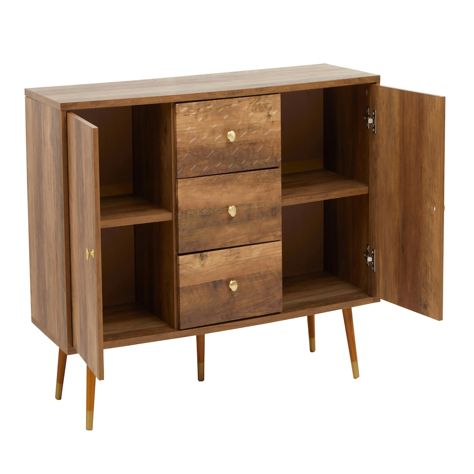 image 1 of Interiors by Premier Functional Sideboard, Intricate Detailing Two Door Sideboard, Sturdy And Durable Industrial Sideboard Brown