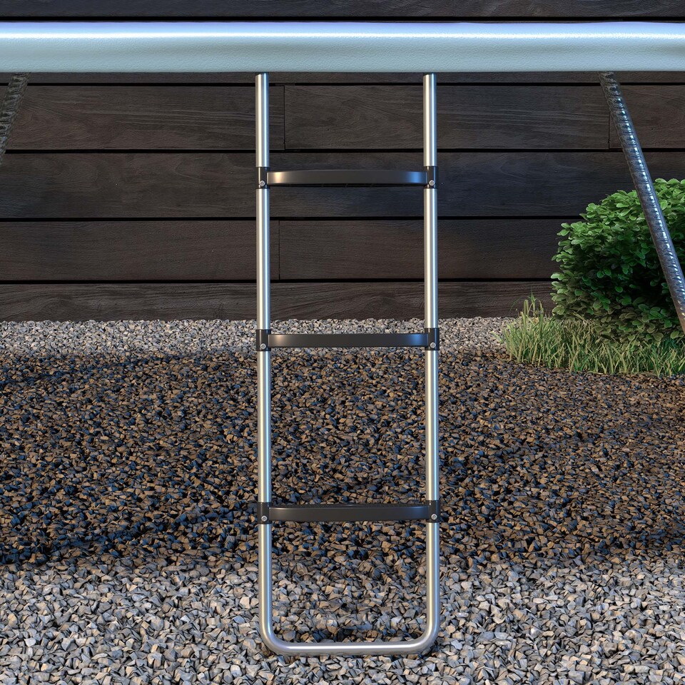 image 1 of SPORTNOW 2 Steps/3 Steps Galvanised Steel Trampoline Ladder Climbing | Silver