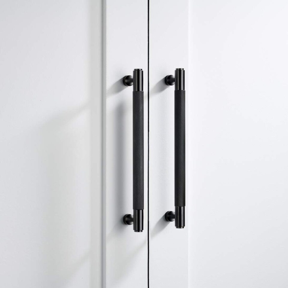 image 1 of Pushka Home Solid Brass Knurled Bar Handle 224mm - Black