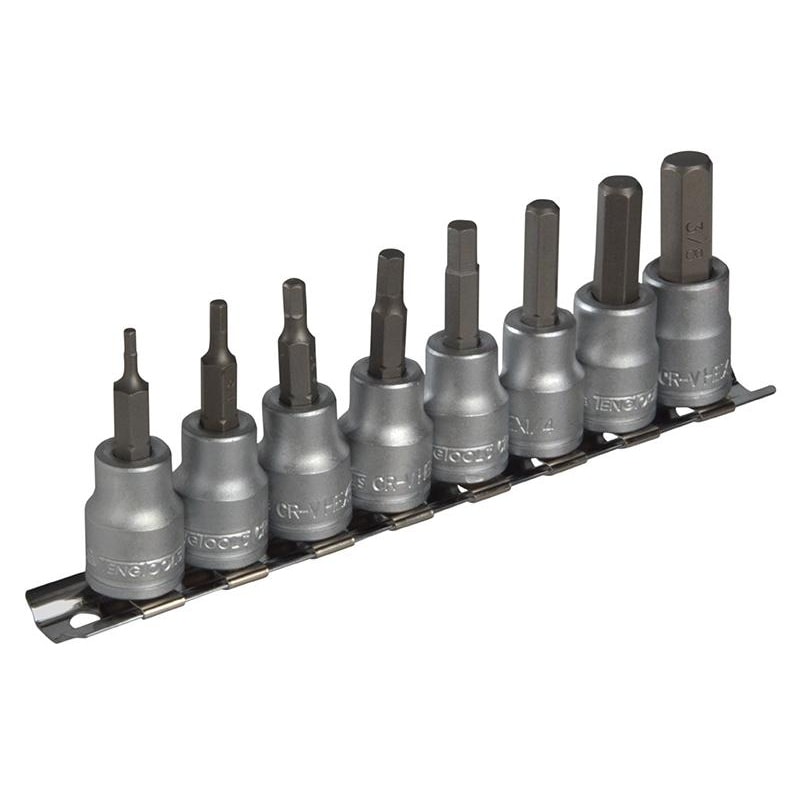 Teng M3811 Socket Clip Rail Af Hex Set Of 8 3/8in Drive Multi Multi Colour One Size 1
