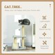image 2 of PawHut 72cm Cat Tree Tower with Scratching Post Perch, Indoor, Light Grey