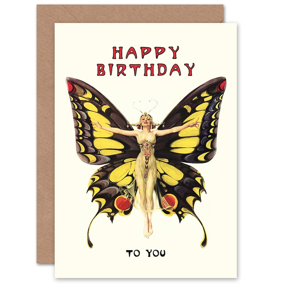 image 1 of Butterfly Dancer Art Nouveau 1920s Retro For Her Birthday Card