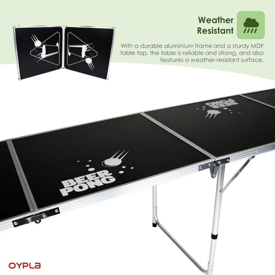 image 1 of Official Size 8 Foot Folding Beer Pong Table BBQ Drinking Party