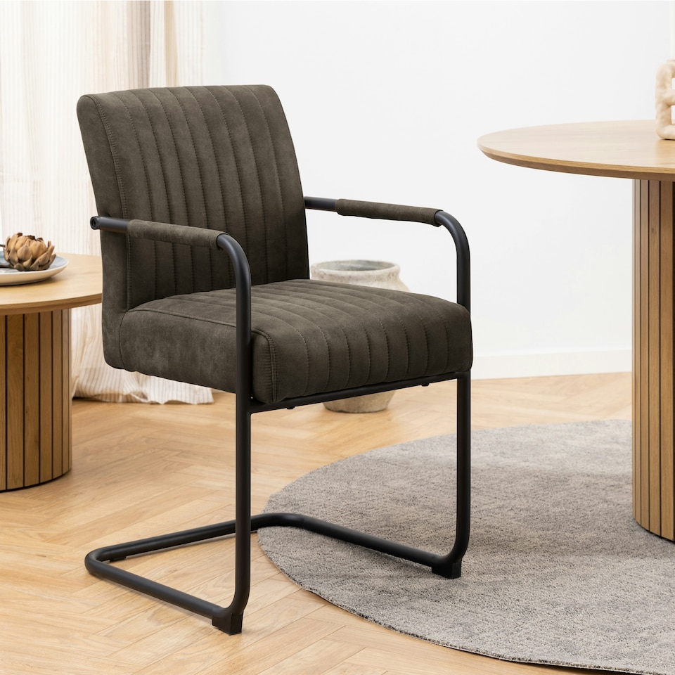 image 1 of Adele Dining Chair in Grey Fabric Set of 2